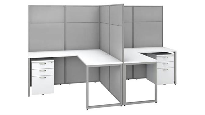 Pure White Laminate/ Gray Fabric Panels