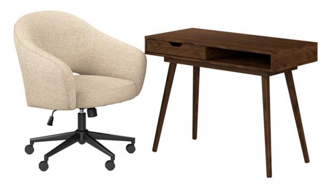 Dark Walnut / Cool Beige Fabric