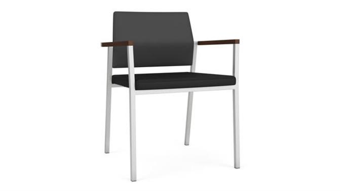 Graphite Dillon Polyurethane / Black Dillon Polyurethane / Silver Finish / Riftwood Walnut Armcaps