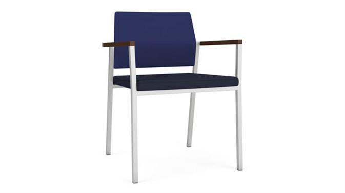Cobalt Open House Fabric/Navy Open House Polyurethane / Silver Finish / Riftwood Walnut Armcaps