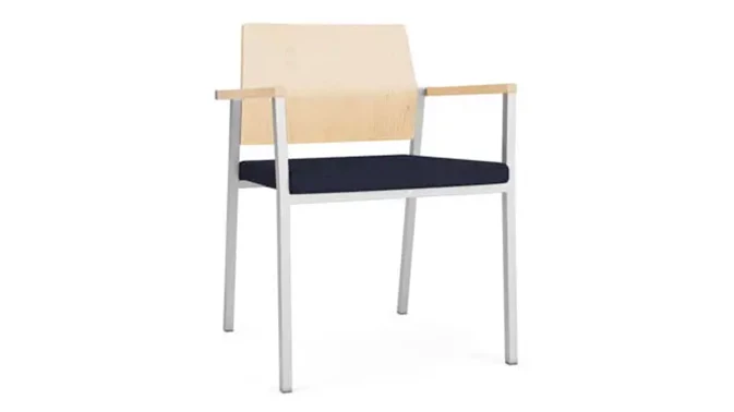 Navy Open House Fabric / Silver Frame / Natural Maple