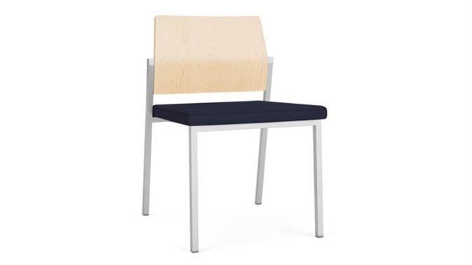 Navy Open House Fabric / Silver Finish / Natural Maple