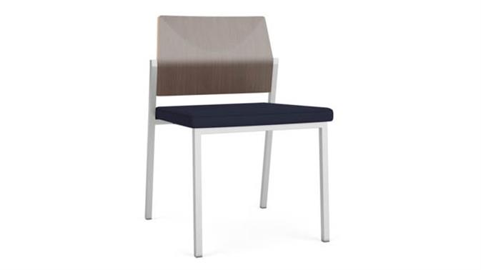 Navy Open House Fabric / Silver Finish / Riftwood Walnut