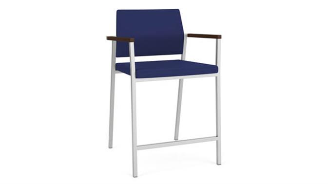 Cobalt Open House Fabric / Silver Finish / Riftwood Walnut Armcaps