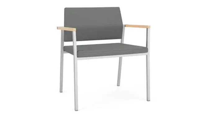 Asteroid Open House Fabric / Silver Finish / Natural Maple Armcaps