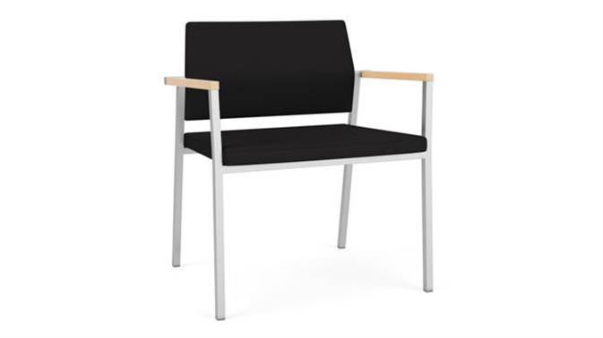 Black Open House Fabric / Silver Finish / Natural Maple Armcaps