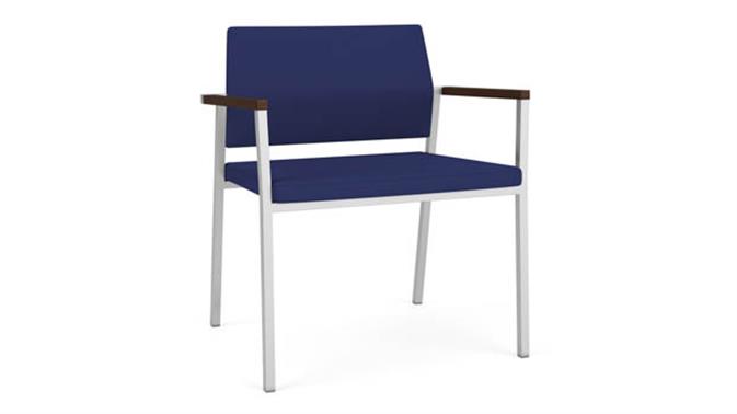 Cobalt Open House Fabric / Silver Finish / Riftwood Walnut Armcaps