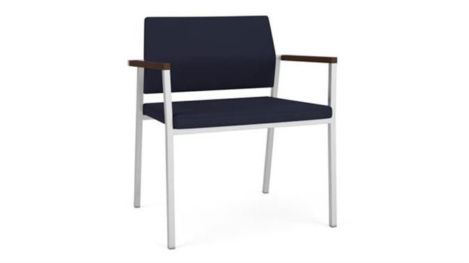 Navy Open House Fabric / Silver Finish / Riftwood Walnut Armcaps