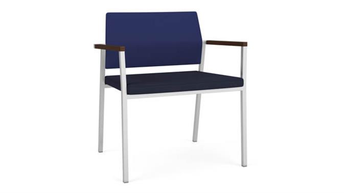 Cobalt Open House Fabric / Navy Open House Fabric / Silver Finish / Riftwood Walnut Armcap