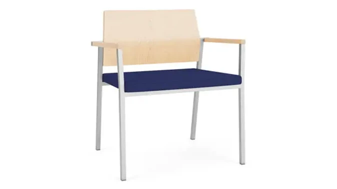 Cobalt Open House Fabric / Silver Finish / Natural Maple