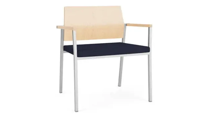 Navy Open House Fabric / Silver Finish / Natural Maple