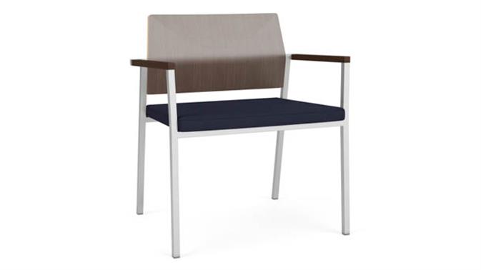 Navy Open House Fabric / Silver Finish / Riftwood Walnut