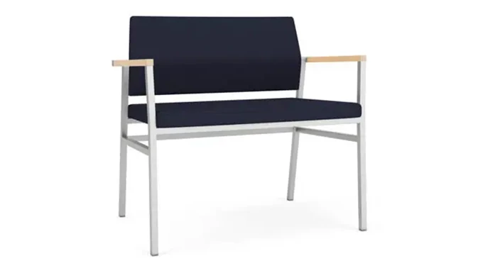 Navy Open House Fabric / Silver Finish / Natural Maple Armcaps