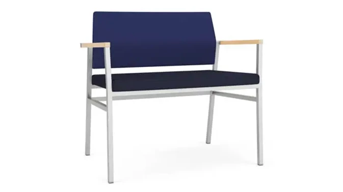 Cobalt Open House Fabric / Navy Open House Fabric / Silver Finish / Natural Armcap