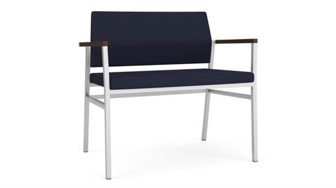 Navy Open House Fabric / Silver Finish / Riftwood Walnut Armcaps