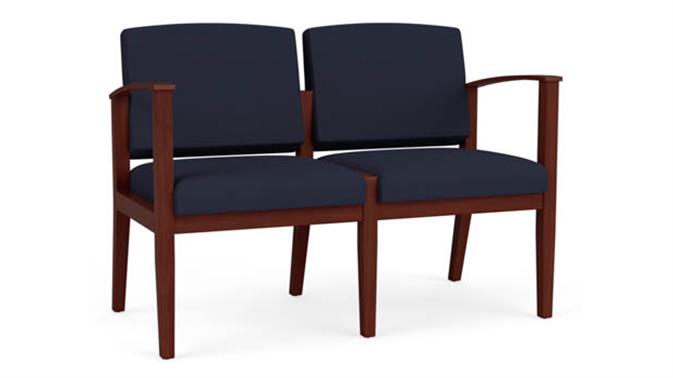 Navy Open House Fabric / Mahogany