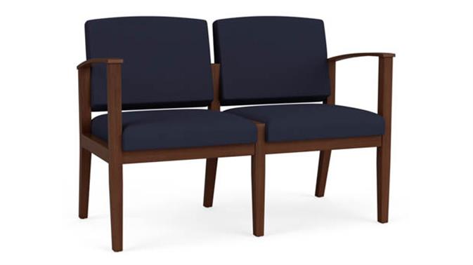 Navy Open House Fabric / Walnut