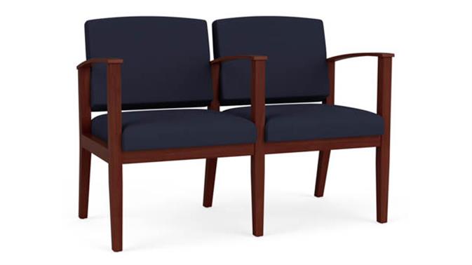 Navy Open House Fabric / Mahogany