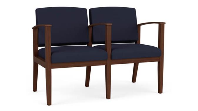 Navy Open House Fabric / Walnut