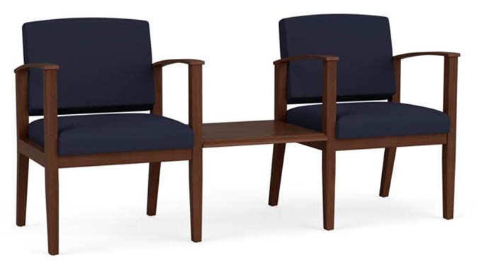 Navy Open House Fabric / Walnut
