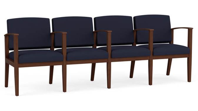 Navy Open House Fabric / Walnut