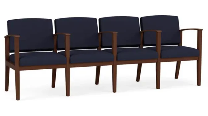 Navy Open House Fabric / Walnut