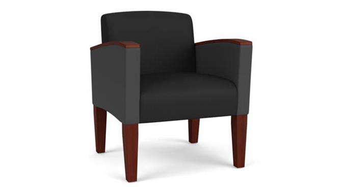Black Dillon Polyurethane / Graphite Dillon Polyurethane / Wood Legs, Mahogany