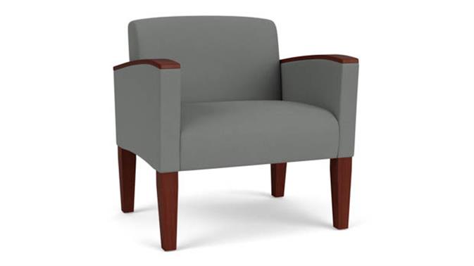 Asteroid Open House Fabric / Wood Legs, Mahogany