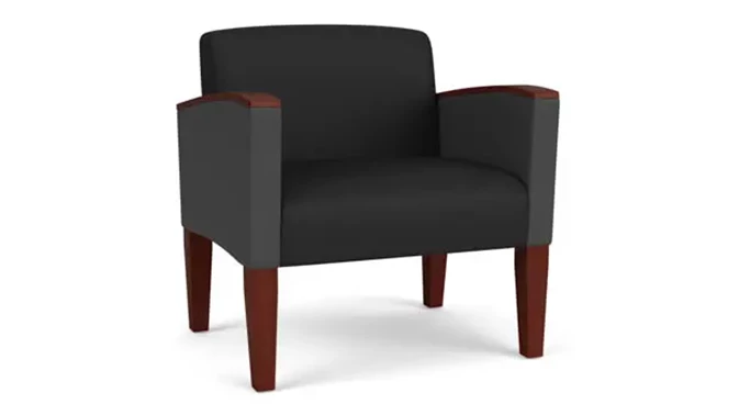 Black Dillon Polyurethane / Graphite Dillon Polyurethane / Wood Legs, Mahogany