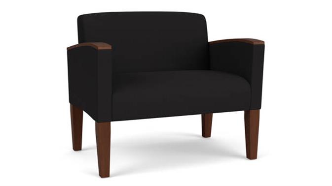 Black Open House Fabric / Wood Legs, Walnut