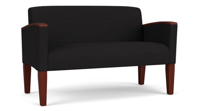Black Open House Fabric / Wood Legs, Mahogany