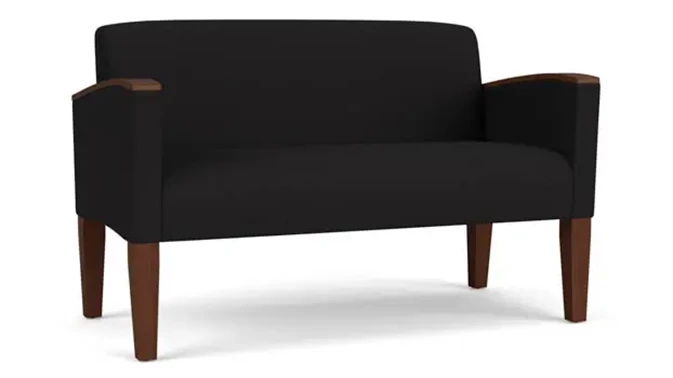 Black Open House Fabric / Wood Legs, Walnut