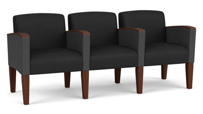 Black Dillon Polyurethane / Graphite Dillon Polyurethane / Wood Legs, Walnut
