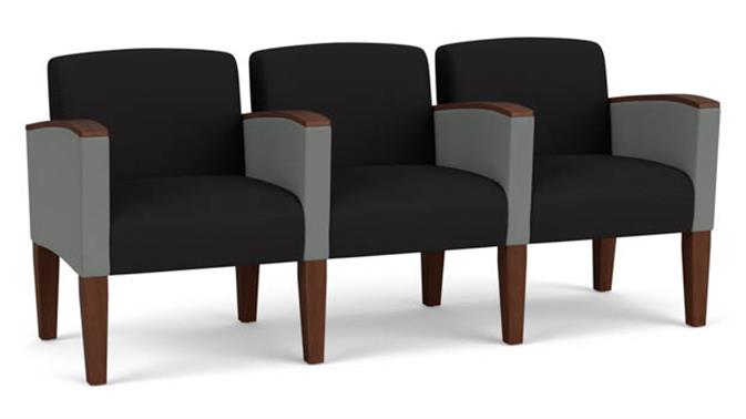 Black Open House Fabric / Asteroid Open House Fabric / Wood Legs, Walnut
