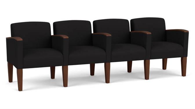 Black Open House Fabric / Wood Legs, Walnut
