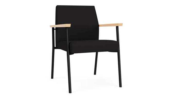 Black Open House Fabric / Black Steel Finish / Natural Maple Armrests