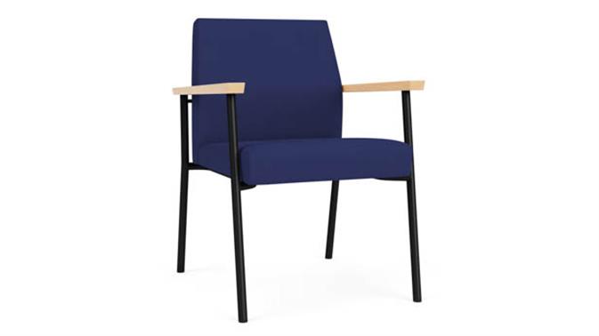 Cobalt Open House Fabric / Black Steel Finish  / Natural Maple Armrests