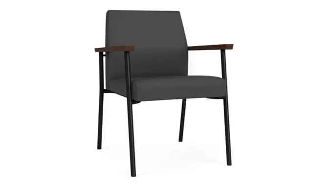Graphite Dillon Polyurethane / Black Steel Finish / Riftwood Walnut Armrests
