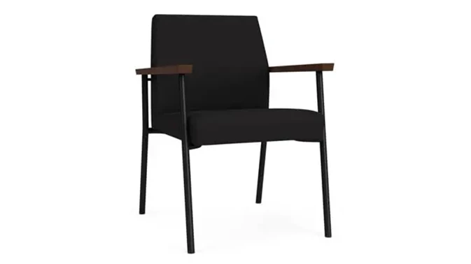 Black Open House Fabric / Black Steel Finish / Riftwood Walnut Armrests