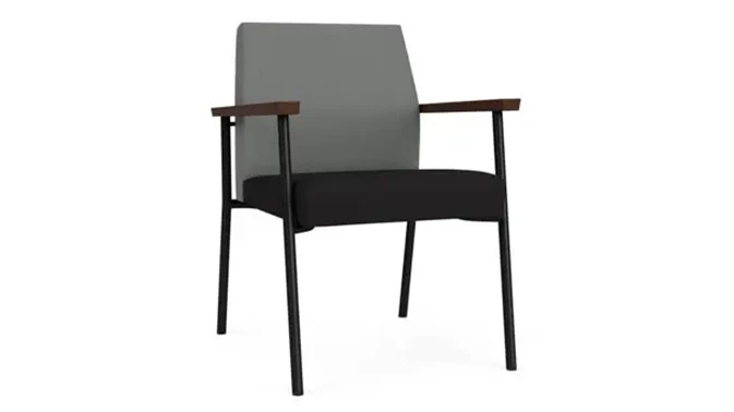 Asteroid Open House Fabric / Black Open House Fabric / Black Steel Finish / Riftwood Walnut Arm Cap