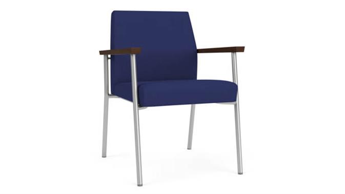 Cobalt Open House Fabric / Silver Finish / Riftwood Walnut Armrests