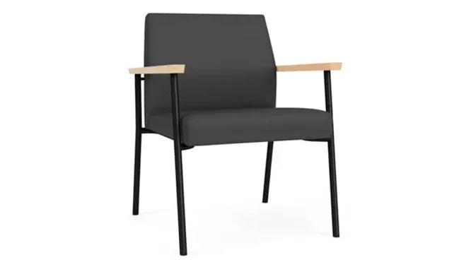 Graphite Dillon Polyurethane / Black Steel Finish / Natural Maple Armrests