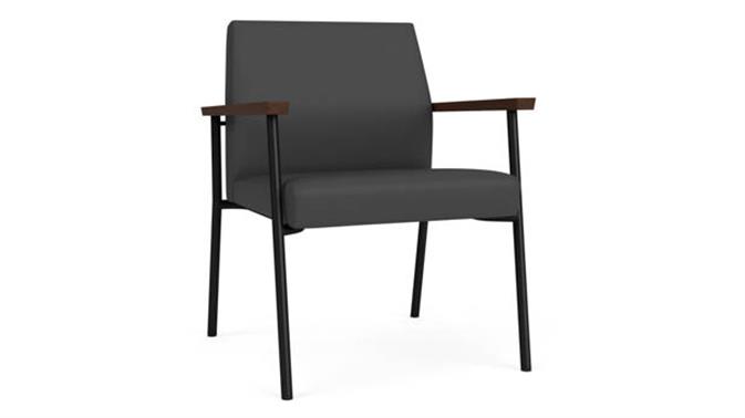 Graphite Dillon Polyurethane / Black Steel Finish / Riftwood Walnut Armrests