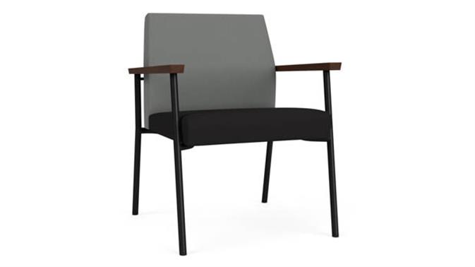 Asteroid Open House Fabric / Black Open House Fabric / Black Steel Finish / Riftwood Arm Cap