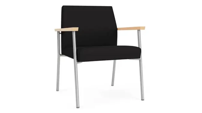 Black Open House Fabric / Silver Finish / Natural Maple Armrests