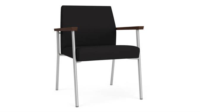 Black Open House Fabric / Silver Finish / Riftwood Walnut Armrests