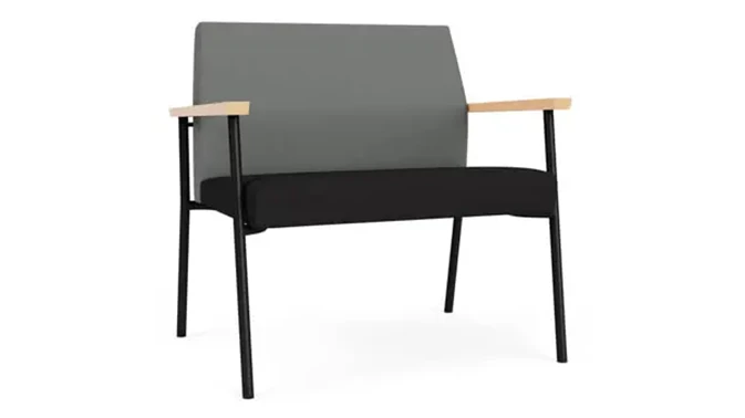 Asteroid Open House Fabric / Black Open House Fabric / Black Steel Finish / Natural Arm Cap