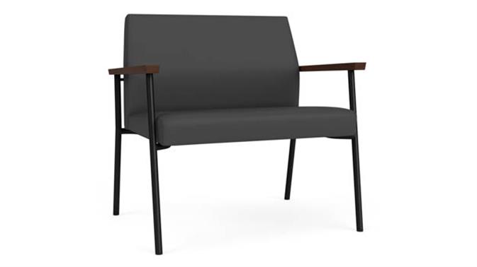 Graphite Dillon Polyurethane / Black Steel Finish / Riftwood Walnut Armrests