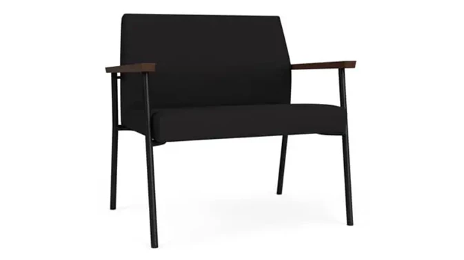 Black Open House Fabric / Black Steel Finish / Riftwood Walnut Armrests
