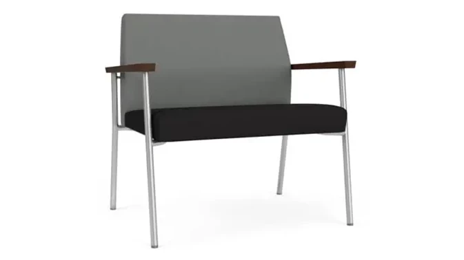 Asteroid Open House Fabric / Black Open House Fabric / Silver Finish / Riftwood Walnut Arm Cap